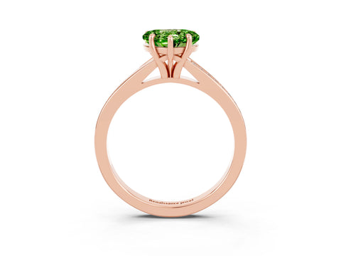 Rose gold Heart Cut Peridot Solitaire Ring with Pavé Band and Prong Setting_3