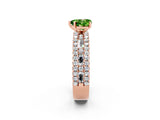 Rose gold Heart Cut Peridot Solitaire Ring with Pavé and Channel Set Band_2