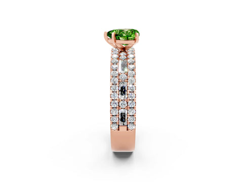 Rose gold Heart Cut Peridot Solitaire Ring with Pavé and Channel Set Band_2
