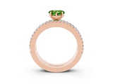 Rose gold Heart Cut Peridot Solitaire Ring with Pavé and Channel Set Band_3
