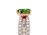 Rose gold Heart Cut Peridot Solitaire Ring with Pavé and Channel Set Band_5