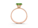Rose gold Heart Cut Peridot Solitaire Ring with Pave Band and Four Prong Setting_15
