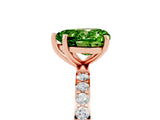 Rose gold Heart Cut Peridot Solitaire Ring with Pave Band and Four Prong Setting_17