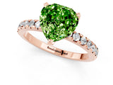Rose gold Heart Cut Peridot Solitaire Ring with Round  Pavé Band and Four-Prong Setting_45