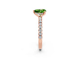 Rose gold Heart Cut Peridot Solitaire Ring with Round  Pavé Band and Four-Prong Setting_46