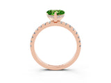 Rose gold Heart Cut Peridot Solitaire Ring with Round  Pavé Band and Four-Prong Setting_47