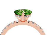 Rose gold Heart Cut Peridot Solitaire Ring with Round  Pavé Band and Four-Prong Setting_48
