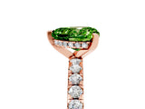 Rose gold Heart Cut Peridot Solitaire Ring with Round  Pavé Band and Four-Prong Setting_49