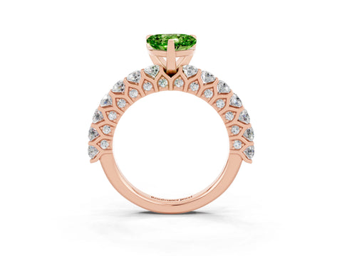 Rose gold Heart Cut Peridot Solitaire Ring with Shared Prong Pavé Band and Four-Prong Setting_15