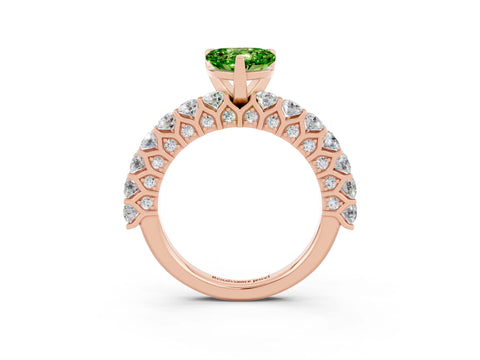 Rose gold Heart Cut Peridot Solitaire Ring with Shared Prong Pavé Band and Four-Prong Setting_3