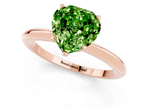 Rose gold Heart Cut Peridot Solitaire Ring with Six-Prong Setting and Classic Band_1