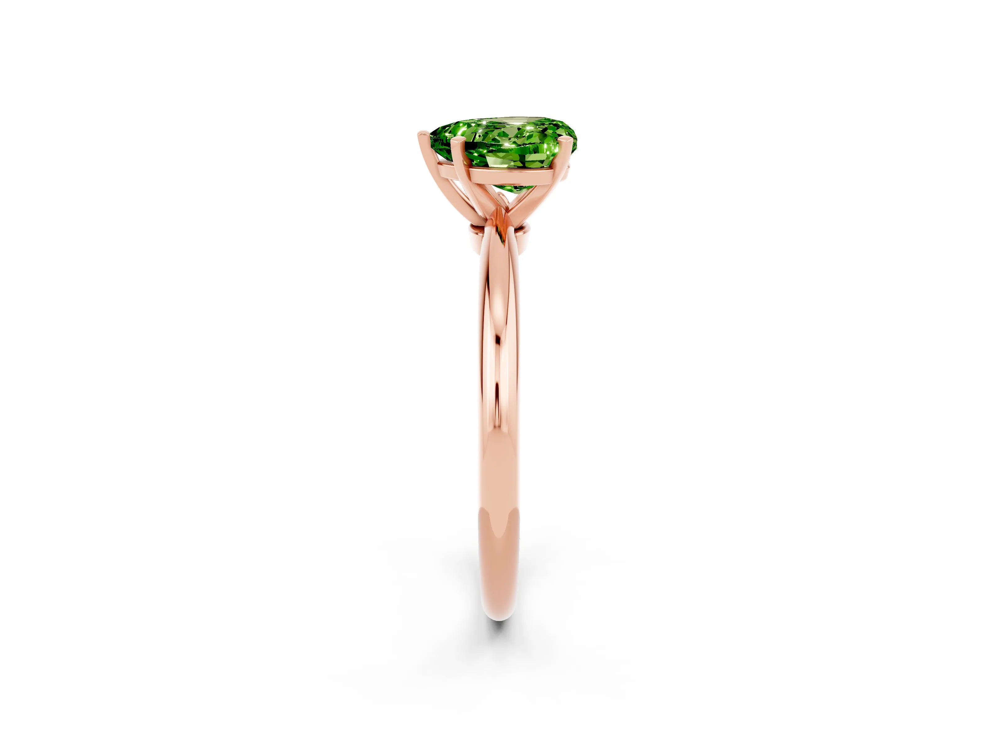 Rose gold Heart Cut Peridot Solitaire Ring with Six-Prong Setting and Classic Band_2