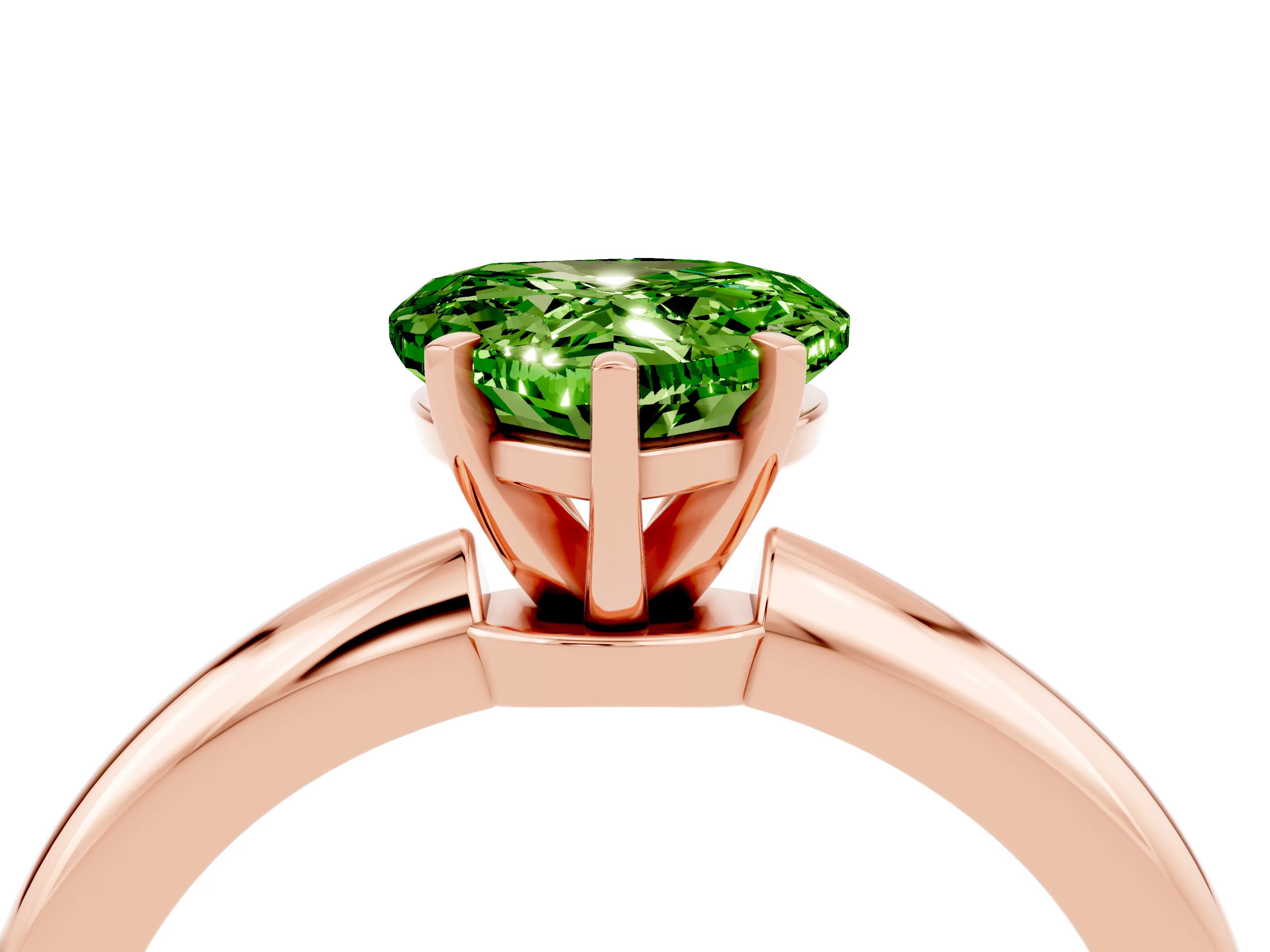Rose gold Heart Cut Peridot Solitaire Ring with Six-Prong Setting and Classic Band_4