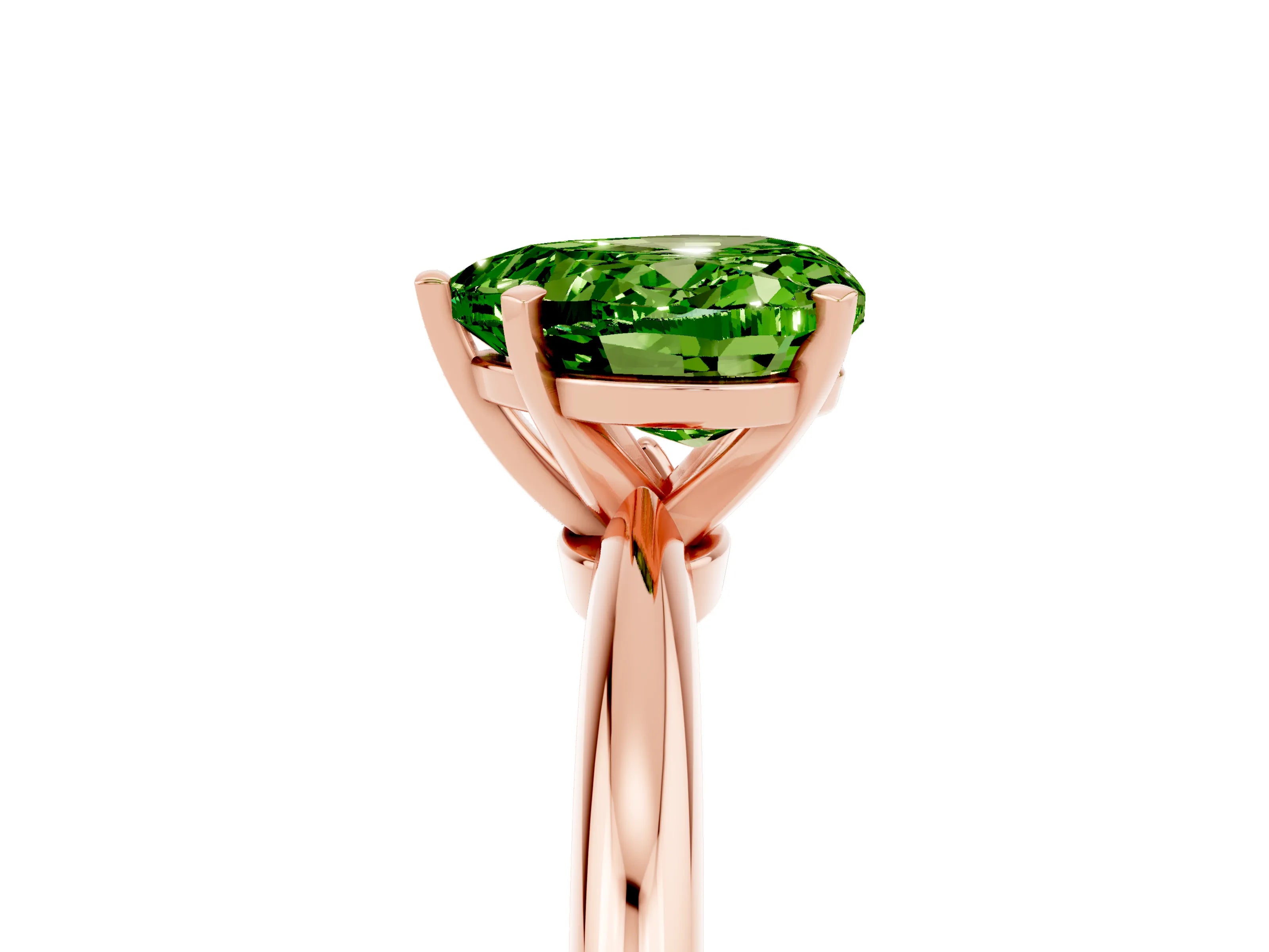 Rose gold Heart Cut Peridot Solitaire Ring with Six-Prong Setting and Classic Band_5