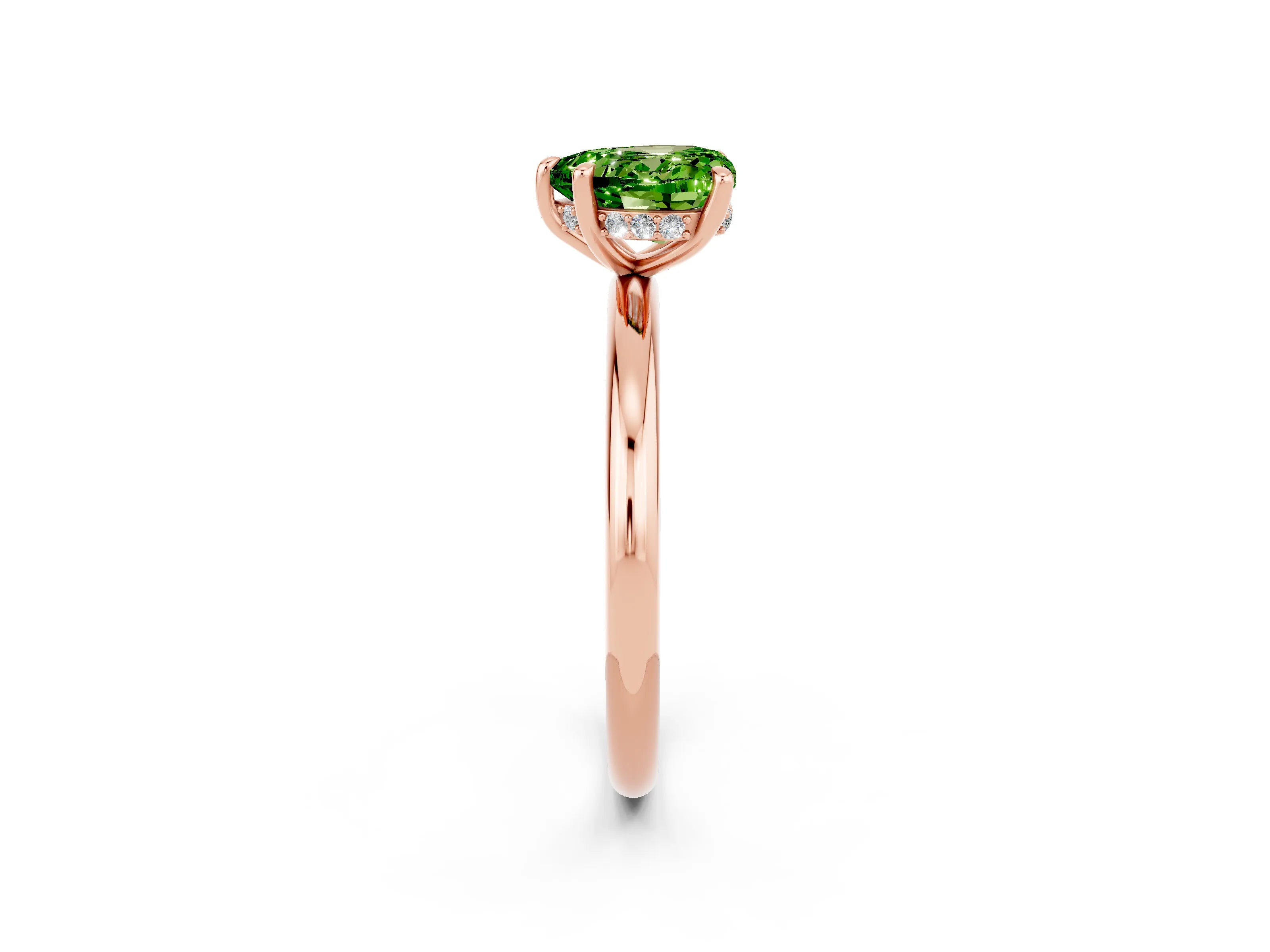 Rose gold Heart Cut Peridot Solitaire Ring with Thin Band and Four-Prong Setting_2
