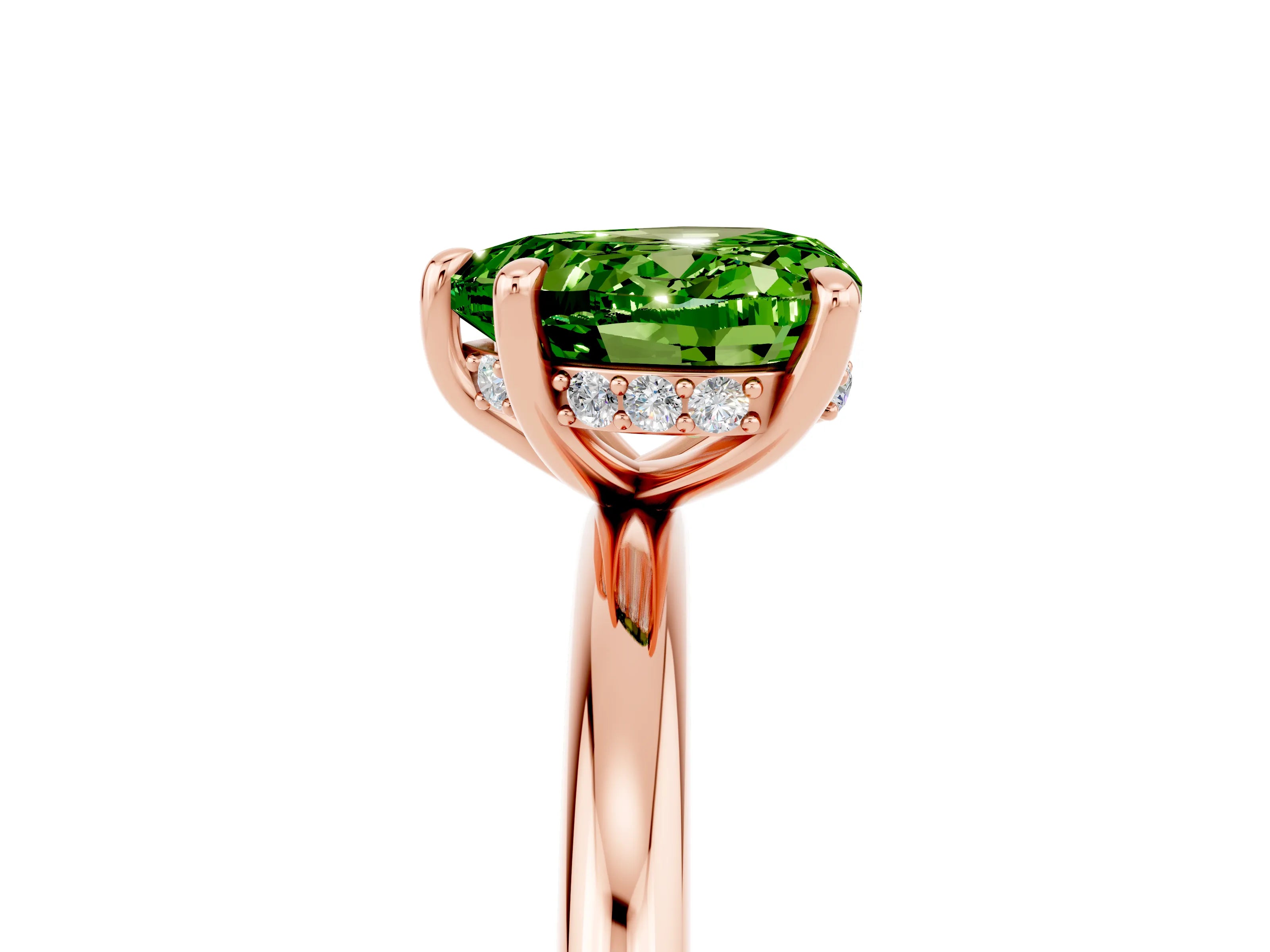 Rose gold Heart Cut Peridot Solitaire Ring with Thin Band and Four-Prong Setting_5