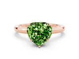 Rose gold Heart Cut Peridot Solitaire Ring with Thin Band and Prong Setting_12