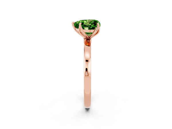 Rose gold Heart Cut Peridot Solitaire Ring with Thin Band and Prong Setting