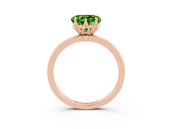 Rose gold Heart Cut Peridot Solitaire Ring with Thin Band and Prong Setting