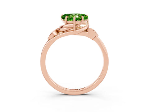 Rose gold Heart Cut Peridot Solitaire Ring with Twist Band and Four-Prong Setting_27