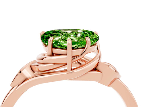 Rose gold Heart Cut Peridot Solitaire Ring with Twist Band and Four-Prong Setting_28