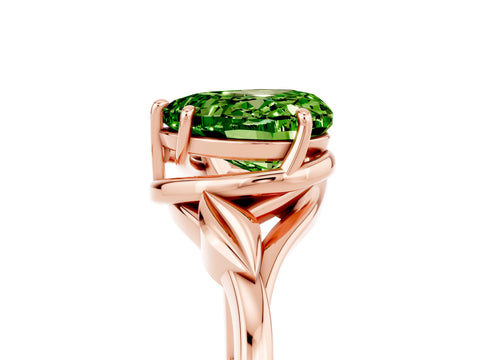 Rose gold Heart Cut Peridot Solitaire Ring with Twist Band and Four-Prong Setting_29
