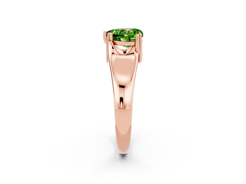 Rose gold Heart Cut Peridot Solitaire Ring with Wide Band and Prong Setting_2