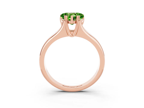 Rose gold Heart Cut Peridot Solitaire Ring with Wide Band and Prong Setting_3