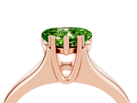 Rose gold Heart Cut Peridot Solitaire Ring with Wide Band and Prong Setting_4