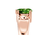 Rose gold Heart Cut Peridot Solitaire Ring with Wide Band and Prong Setting_5