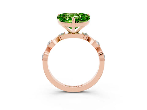 Rose gold Heart Cut Peridot Solitaire Twisted Band with Round  Accents and Prong Setting_15