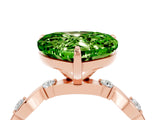 Rose gold Heart Cut Peridot Solitaire Twisted Band with Round  Accents and Prong Setting_16