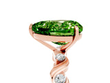 Rose gold Heart Cut Peridot Solitaire Twisted Band with Round  Accents and Prong Setting_17
