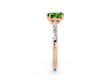 Rose gold Heart Cut Peridot Solitaire with Side Baguettes and Channel Set Band_2