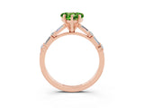 Rose gold Heart Cut Peridot Solitaire with Side Baguettes and Channel Set Band_3