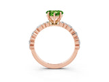Rose gold Heart Cut Peridot Solitaire with Side Stones, Pave Band, Four-Prong Setting_39