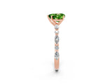 Rose gold Heart Cut Peridot Solitaire with Side Stones on a Pavé Band and Four-Prong Setting_2