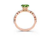 Rose gold Heart Cut Peridot Solitaire with Side Stones on a Pavé Band and Four-Prong Setting_3