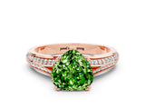 Rose gold Heart Cut Peridot Split Shank Engagement Ring with Pavé Band
