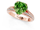 Rose gold Heart Cut Peridot Split Shank Engagement Ring with Pavé Band_1