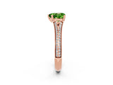 Rose gold Heart Cut Peridot Split Shank Engagement Ring with Pavé Band_2