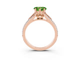 Rose gold Heart Cut Peridot Split Shank Engagement Ring with Pavé Band_3