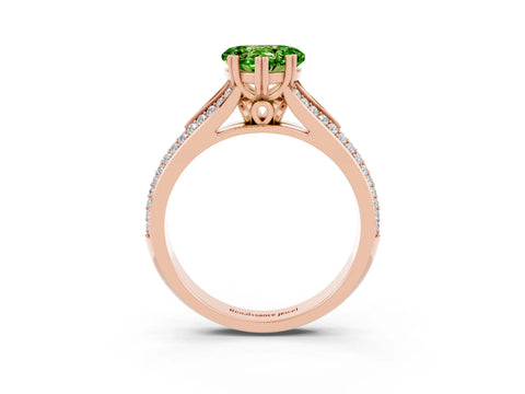 Rose gold Heart Cut Peridot Split Shank Engagement Ring with Pavé Band_3