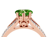 Rose gold Heart Cut Peridot Split Shank Engagement Ring with Pavé Band_4