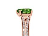 Rose gold Heart Cut Peridot Split Shank Engagement Ring with Pavé Band_5