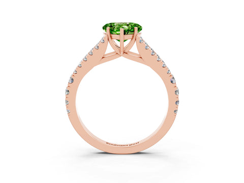 Rose gold Heart Cut Peridot Split Shank Pavé Engagement Ring with Four-Prong Setting_15