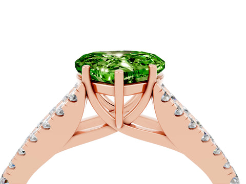 Rose gold Heart Cut Peridot Split Shank Pavé Engagement Ring with Four-Prong Setting_16