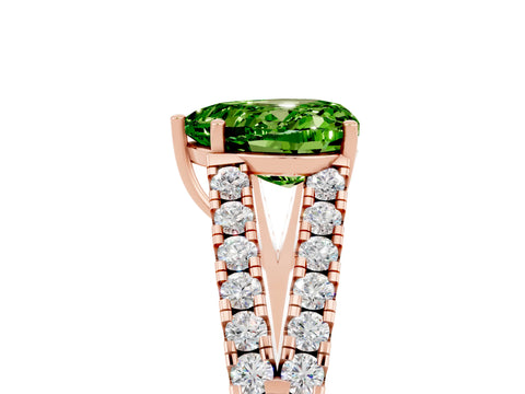 Rose gold Heart Cut Peridot Split Shank Pavé Engagement Ring with Four-Prong Setting_17