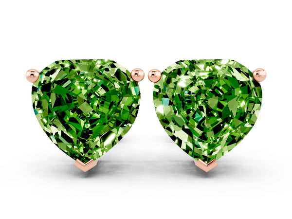 Rose gold Heart Cut Peridot Stud Earrings