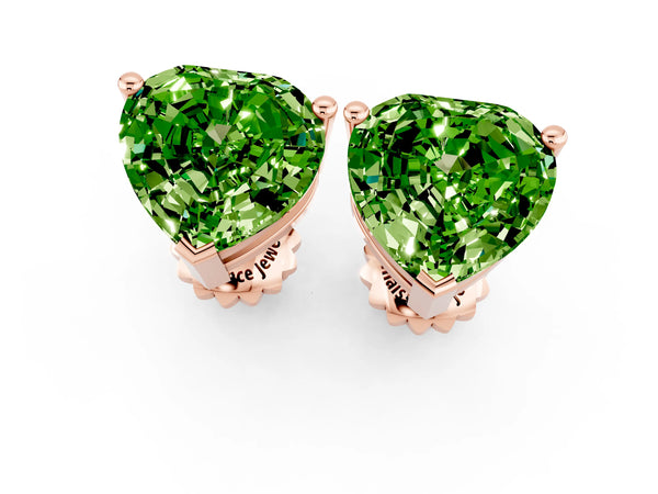 Rose gold Heart Cut Peridot Stud Earrings